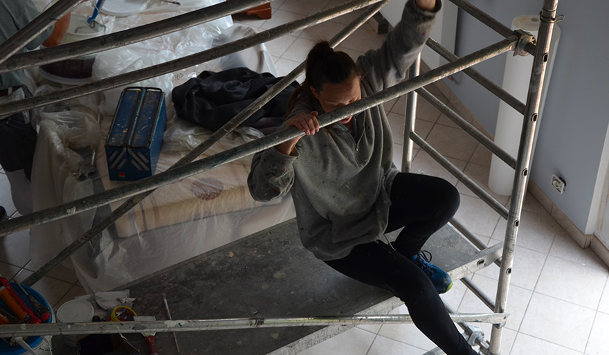 Euphrasie Desruez, 29, is learning to become a house painter. She is one of 20 to 30 apprentices out of the 700 at the Lille Métropole training center